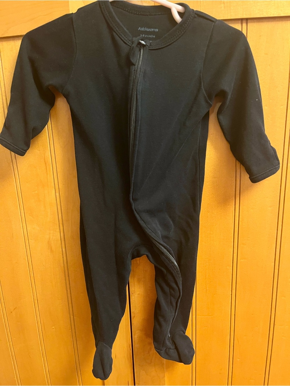 Black Footed One-Piece Zippered Sleeper 100% Cotton